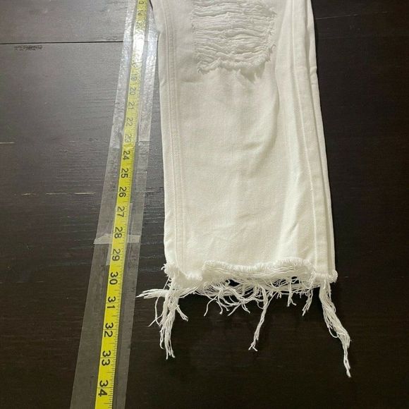 Pacsun Women Ultra High Rise Slim Jeans Size 30 White Distressed - Picture 7 of 11